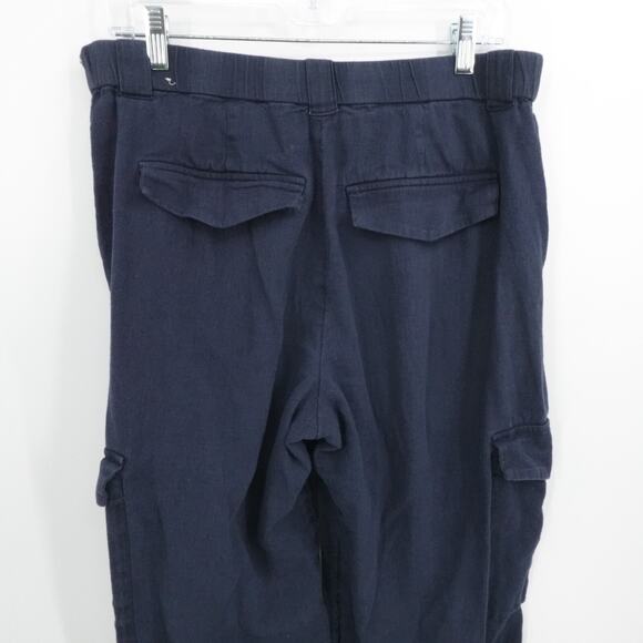 Abercombie Fitch Pants Womens Medium Blue Cargo Linen Blend Ultra Wide Leg - Picture 8 of 13